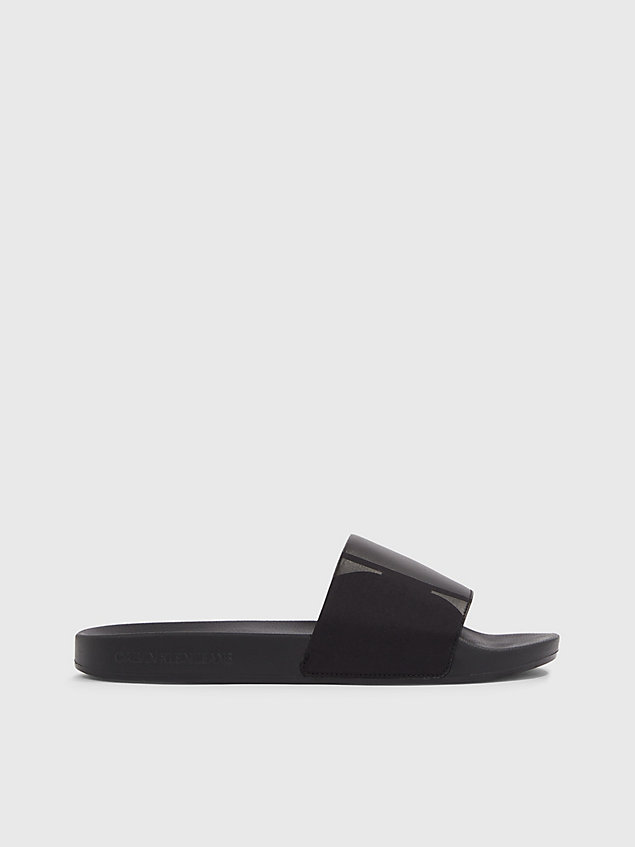 black recycelte slippers mit logo für herren - calvin klein jeans