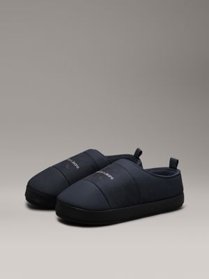 navy/black faux leather slippers for men calvin klein jeans