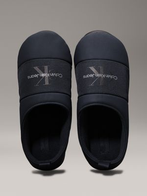 navy/black faux leather slippers for men calvin klein jeans