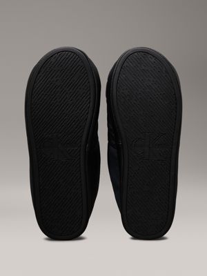 navy/black faux leather slippers for men calvin klein jeans