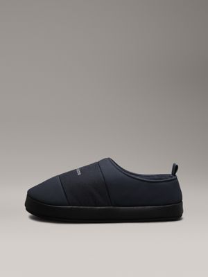 navy/black faux leather slippers for men calvin klein jeans