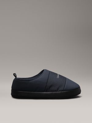 blue faux leather slippers for men calvin klein jeans