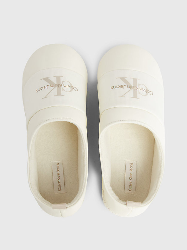 creamy white/eggshell faux leather slippers for men calvin klein jeans
