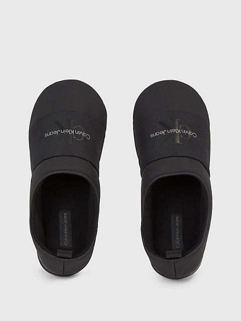 black faux leather slippers for men calvin klein jeans