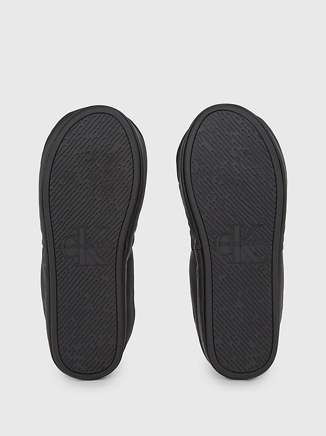 black faux leather slippers for men calvin klein jeans