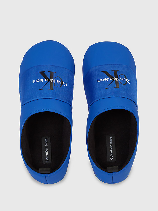 blue faux leather slippers for men calvin klein jeans