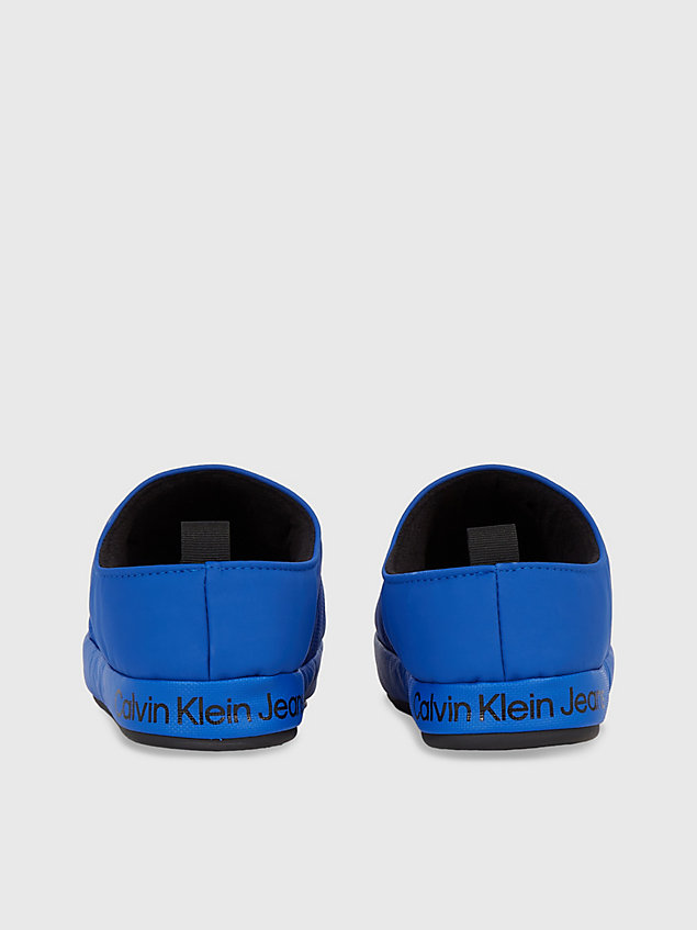 blue faux leather slippers for men calvin klein jeans