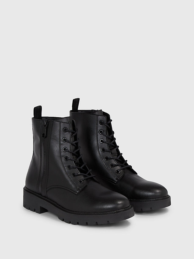 black faux leather boots for men calvin klein jeans