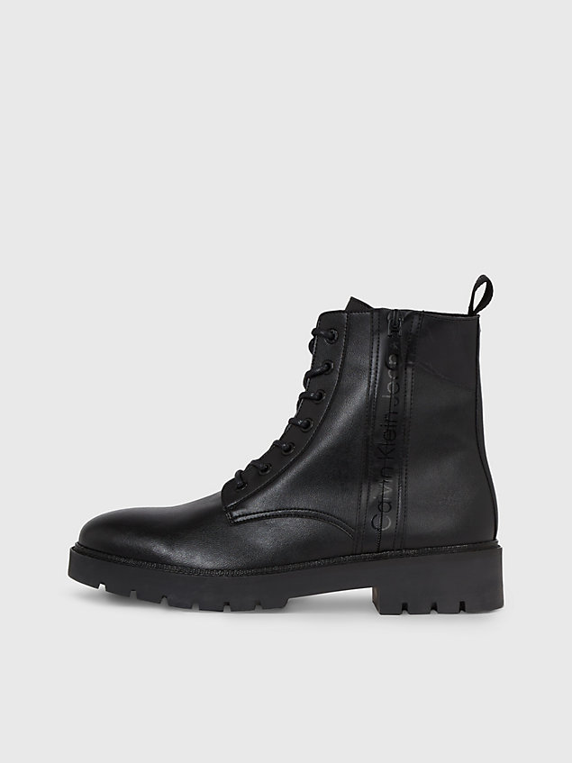 black faux leather boots for men calvin klein jeans