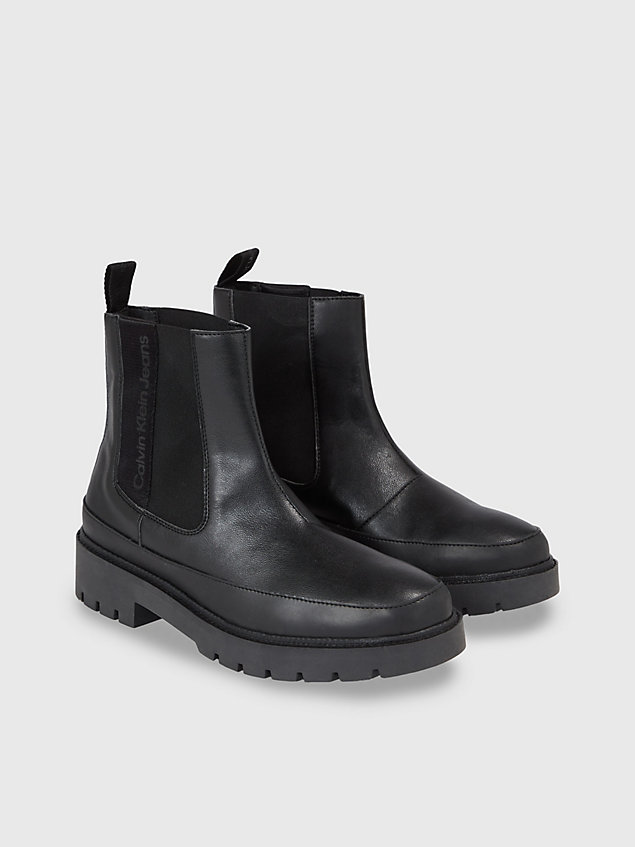 black faux leather chelsea boots for men calvin klein jeans