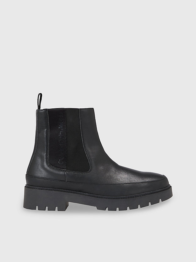 black/speckle faux leather chelsea boots for men calvin klein jeans