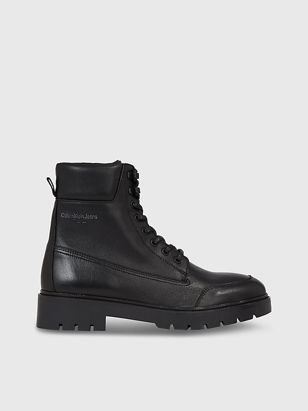 triple black leather boots for men calvin klein jeans