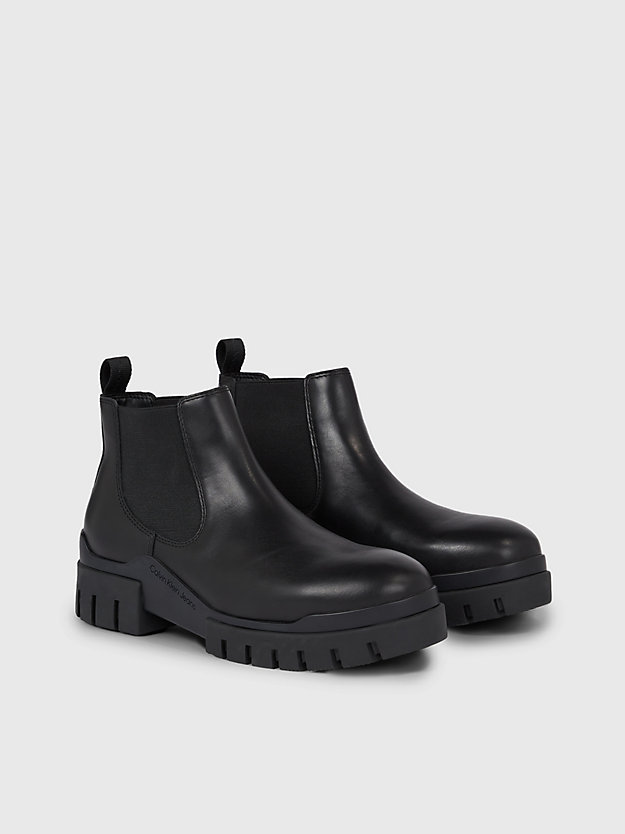 triple black leather chelsea boots for men calvin klein jeans