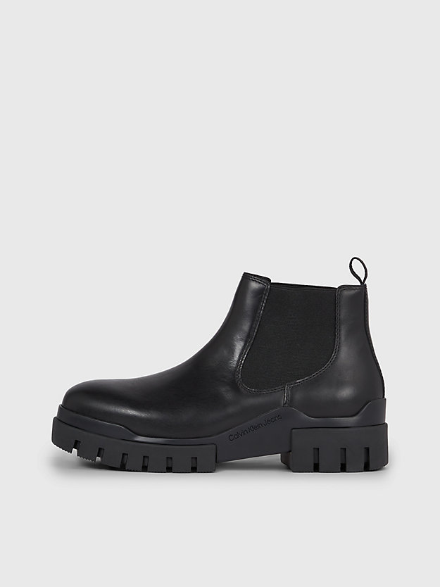 triple black leather chelsea boots for men calvin klein jeans