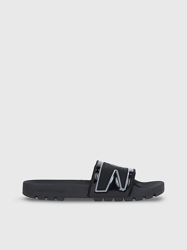 black logo-slippers für herren - calvin klein jeans
