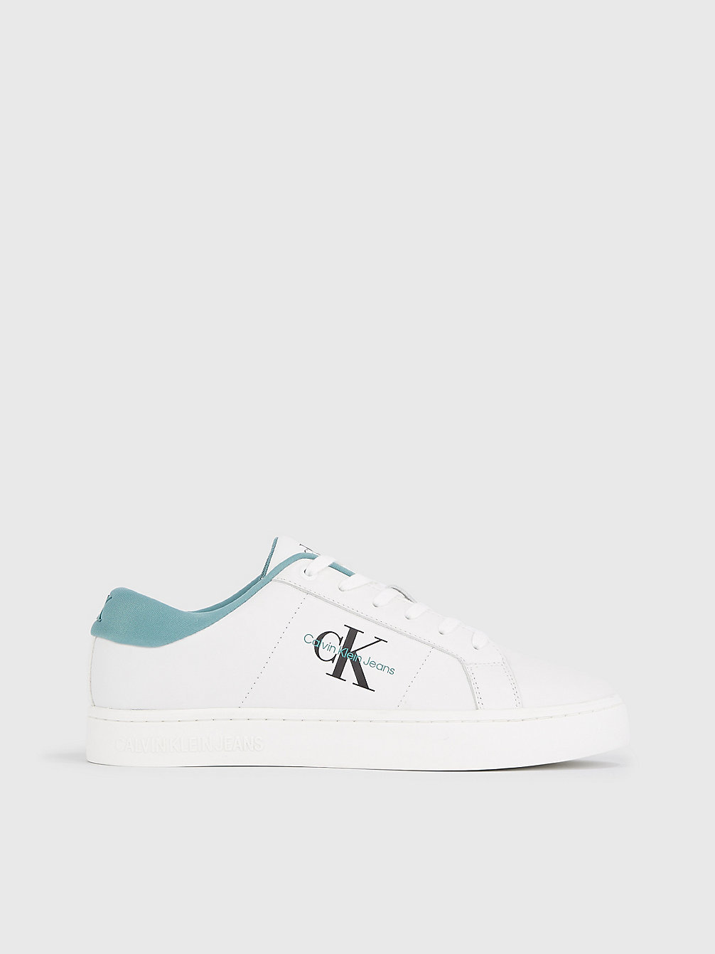 BRIGHT WHITE/OIL BLUE Leder-Sneakers undefined Herren Calvin Klein