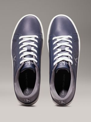 calvin navy/c grey leather trainers for men calvin klein jeans