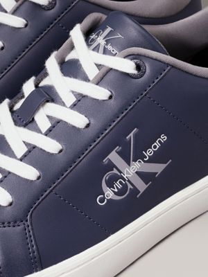 calvin navy/c grey leather trainers for men calvin klein jeans