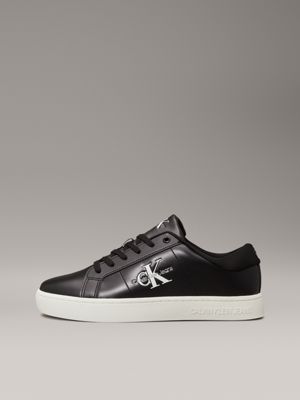 black/bright white leather trainers for men calvin klein jeans