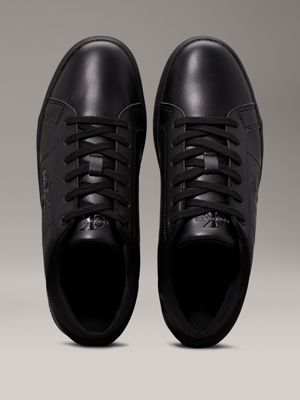 All black leather trainers online