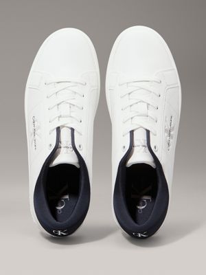 sneaker in pelle bright white/calvin navy da uomini calvin klein jeans