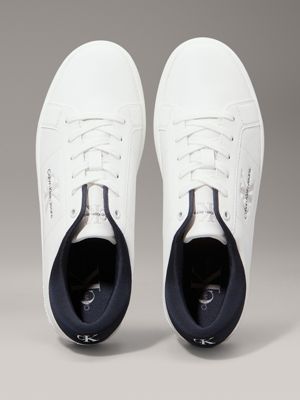 bright white/calvin navy leather trainers for men calvin klein jeans