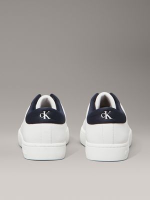 sneaker in pelle bright white/calvin navy da uomini calvin klein jeans