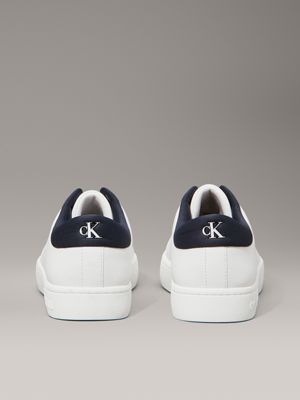 bright white/calvin navy leather trainers for men calvin klein jeans