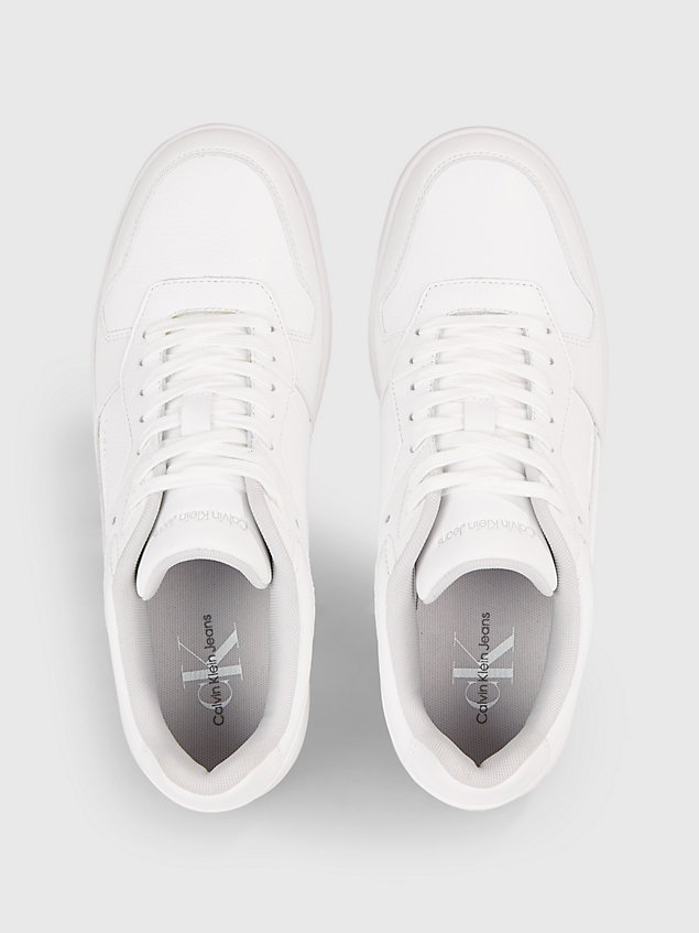white faux leather trainers for men calvin klein jeans