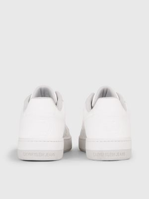 Faux leather hot sale white trainers