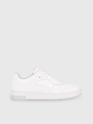 White faux hot sale leather trainers