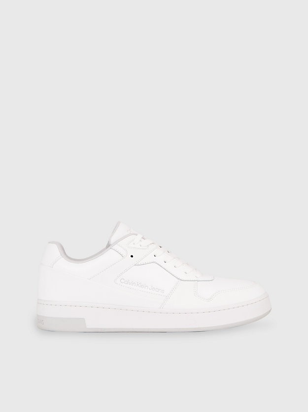 triple bright white faux leather trainers for men calvin klein jeans