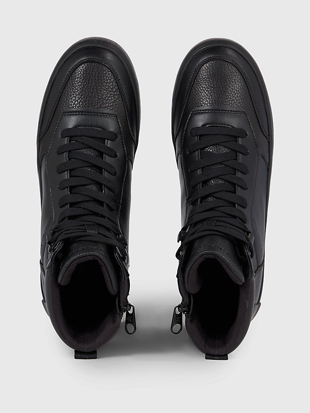 black leather high-top trainers for men calvin klein jeans