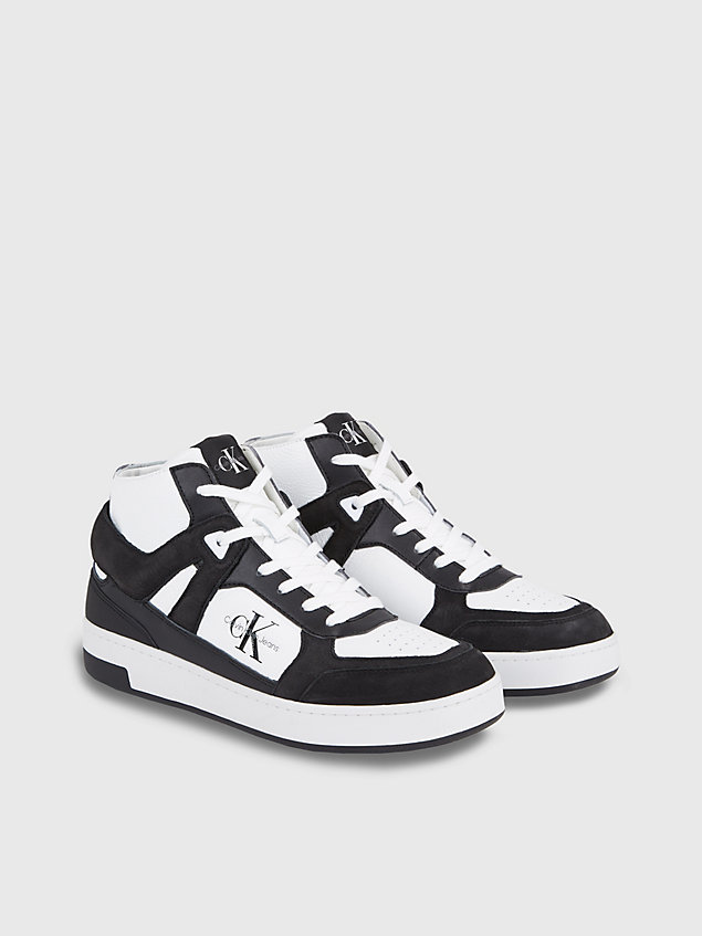 white leather high-top trainers for men calvin klein jeans