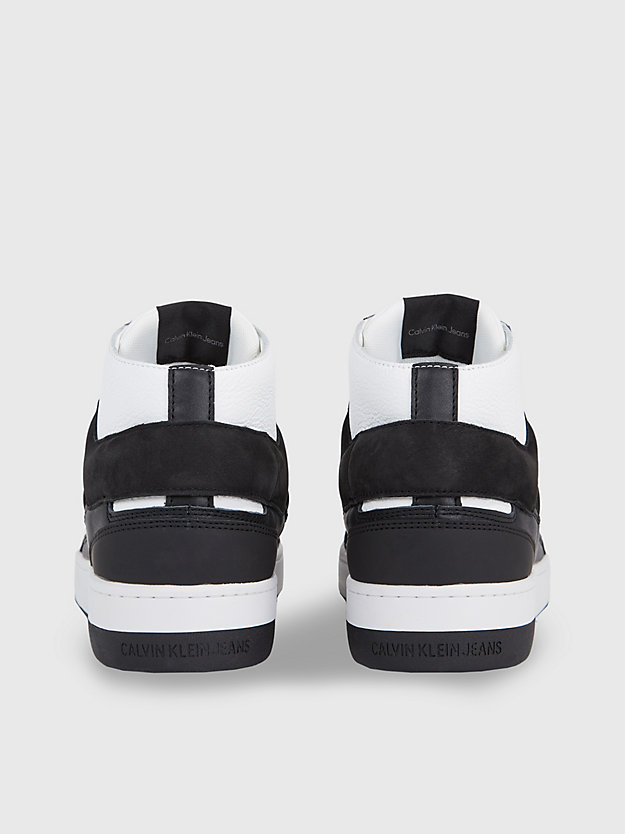 bright white/black leather high-top trainers for men calvin klein jeans