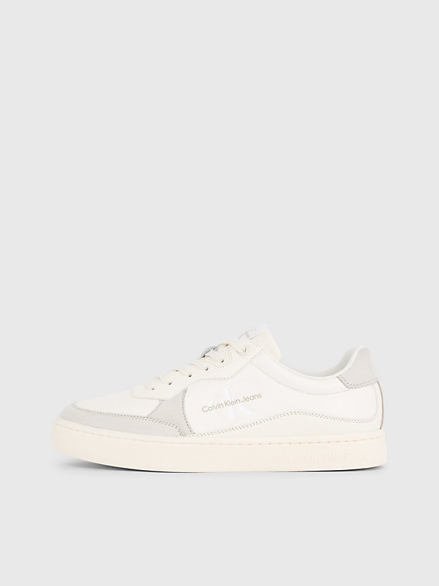 creamy white/eggshell leather trainers for men calvin klein jeans