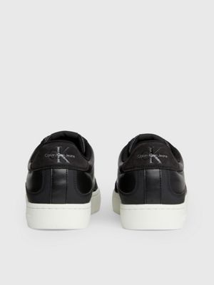 black/bright white leather trainers for men calvin klein jeans