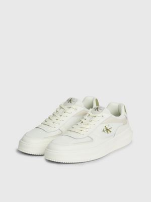 mens black and white leather trainers