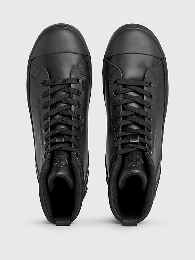 triple black leather high-top trainers for men calvin klein jeans