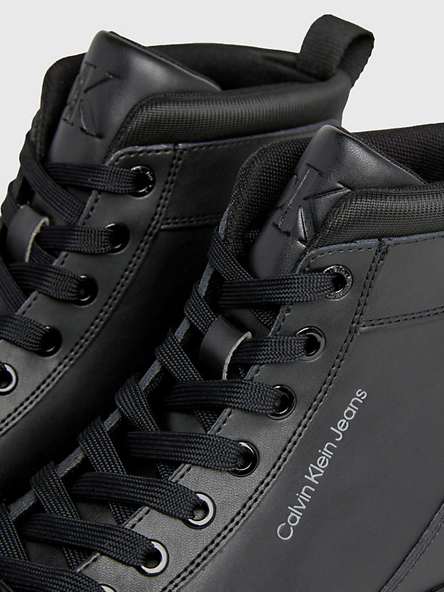 triple black leather high-top trainers for men calvin klein jeans