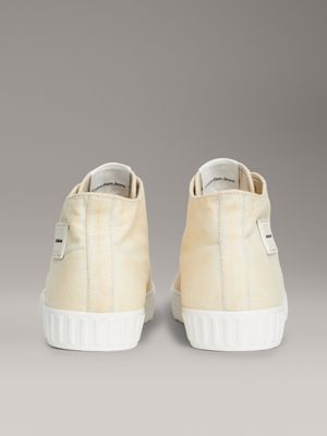 creamy white/bright white washed canvas high-top trainers for men calvin klein jeans