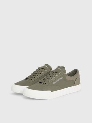 dusty olive/bright white canvas trainers for men calvin klein jeans