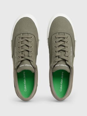 dusty olive/bright white canvas trainers for men calvin klein jeans