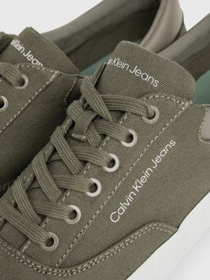 dusty olive/bright white canvas trainers for men calvin klein jeans