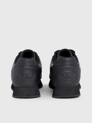 triple black leather trainers for men calvin klein jeans