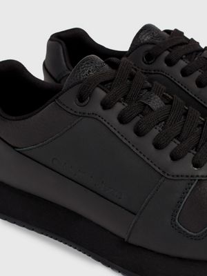 triple black leather trainers for men calvin klein jeans