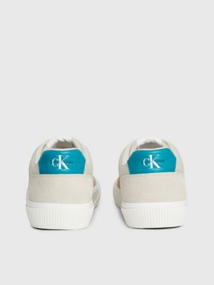 eggshell/travertine/fanfare leather trainers for men calvin klein jeans