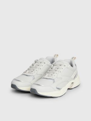 oyster mushroom/creamy white/silver leather trainers for men calvin klein jeans