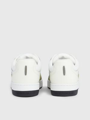 bright white/icicle/dusty olive leather trainers for men calvin klein jeans