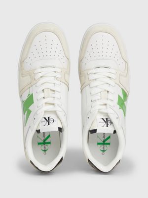 bright white/black/classic green suede trainers for men calvin klein jeans